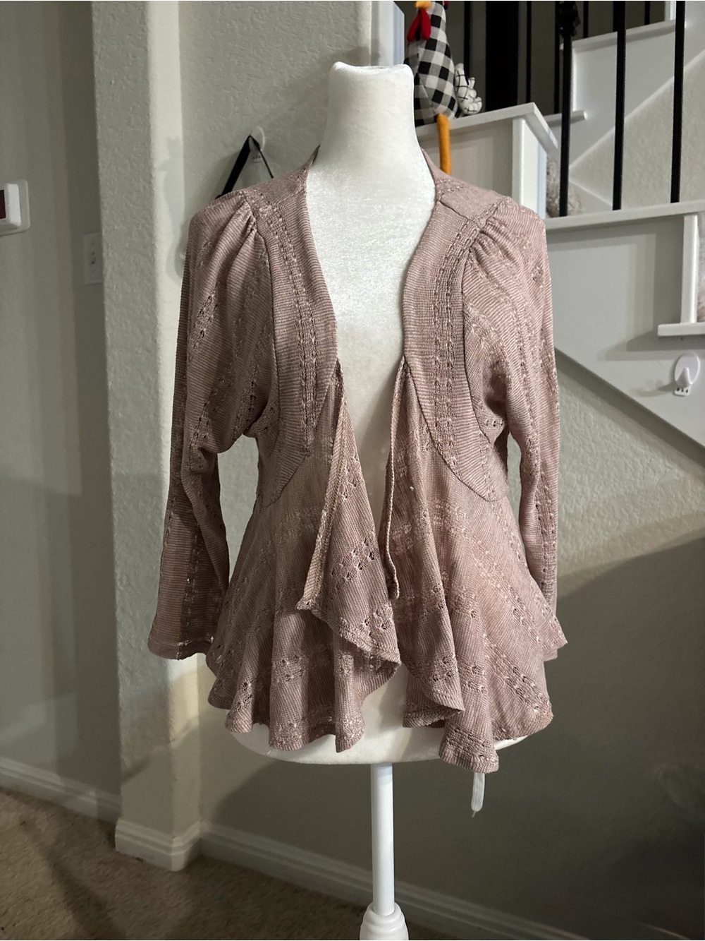Eyeshadow Dusty Rose Ruffle Knit Cardigan